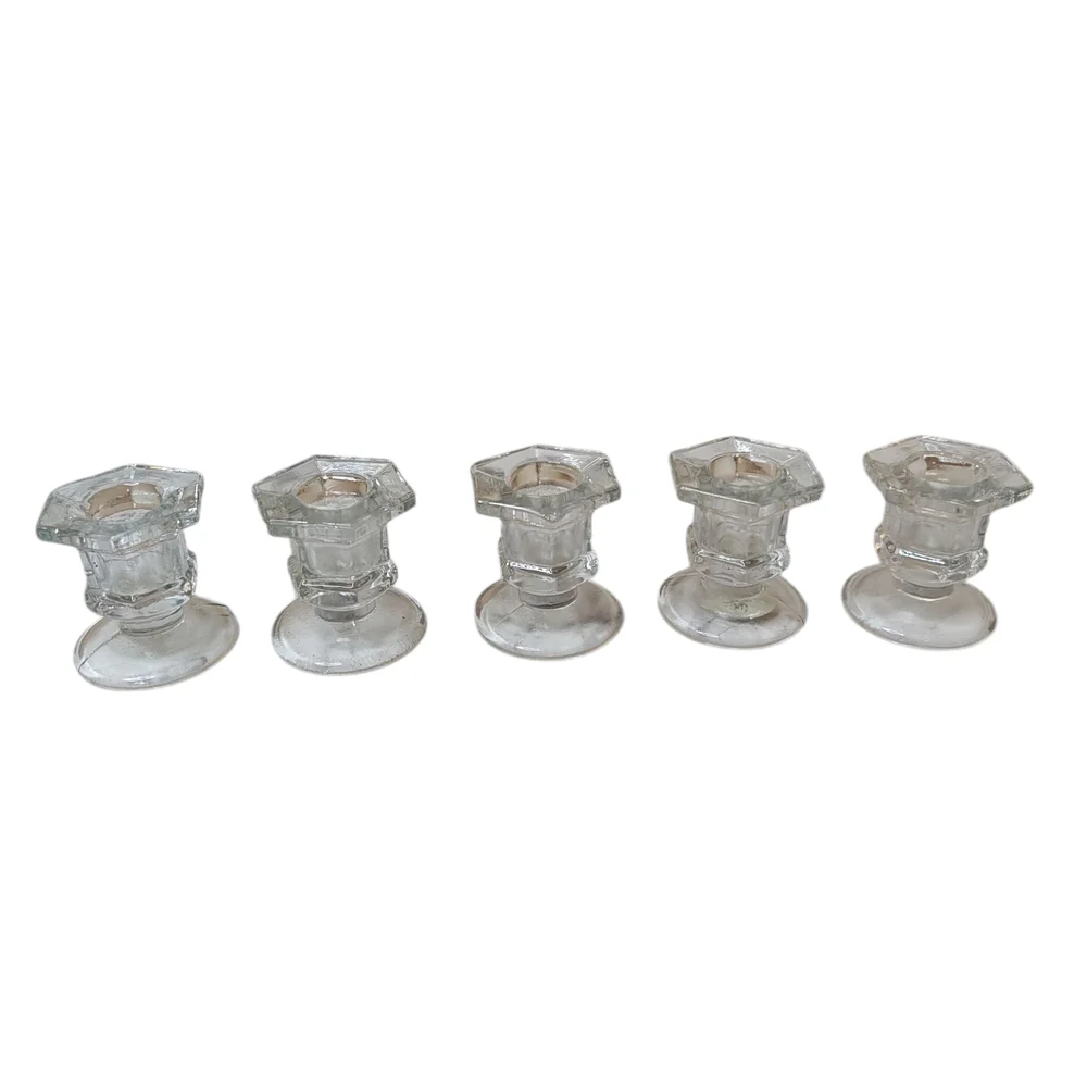 Glass Candle Votive Tealight Candlestick Holder Set Of 5